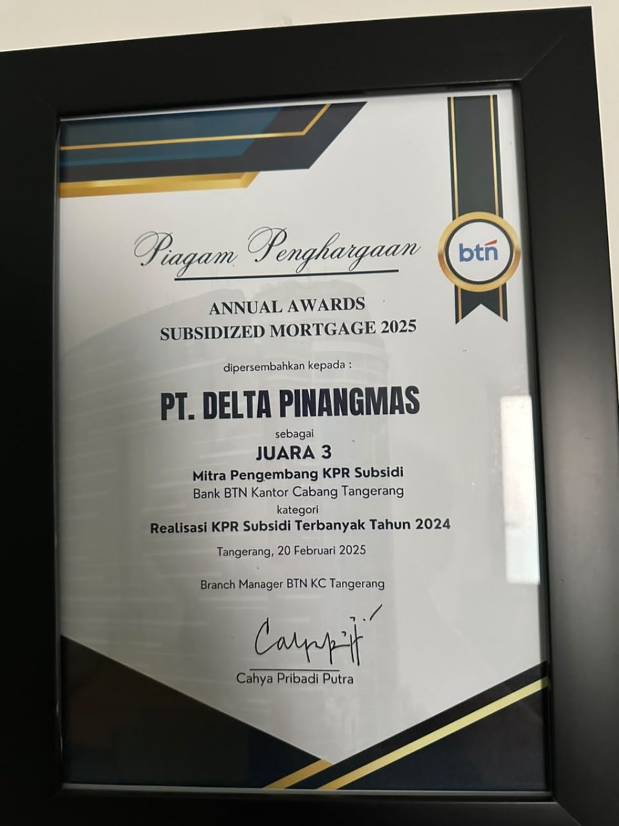 Piala Annual Awards Subsidized Mortgage 2025 — Juara 3 Mitra Pengembang KPR Subsidi