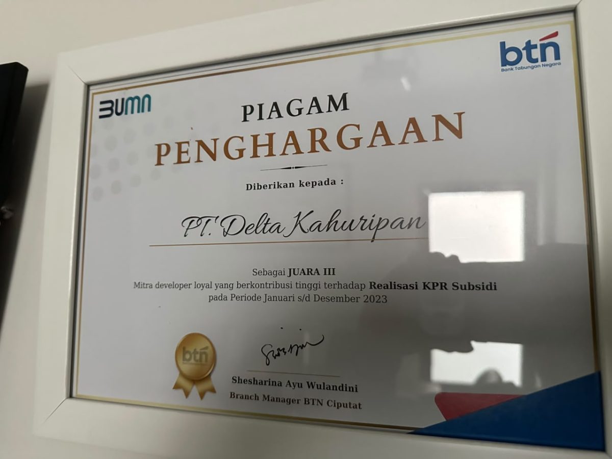 Piala Juara III Mitra Developer Loyal — Realisasi KPR Subsidi